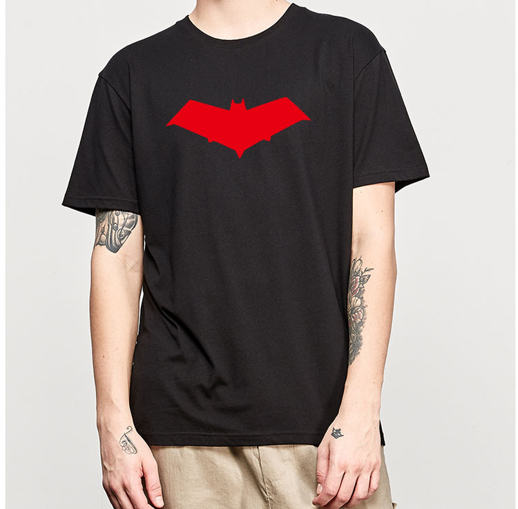 Dc Superhero Clothing Red Hooded T-Shirt Batman Robin Round Neck Movie Couple Outfit Short-Sleeved T-Shirt