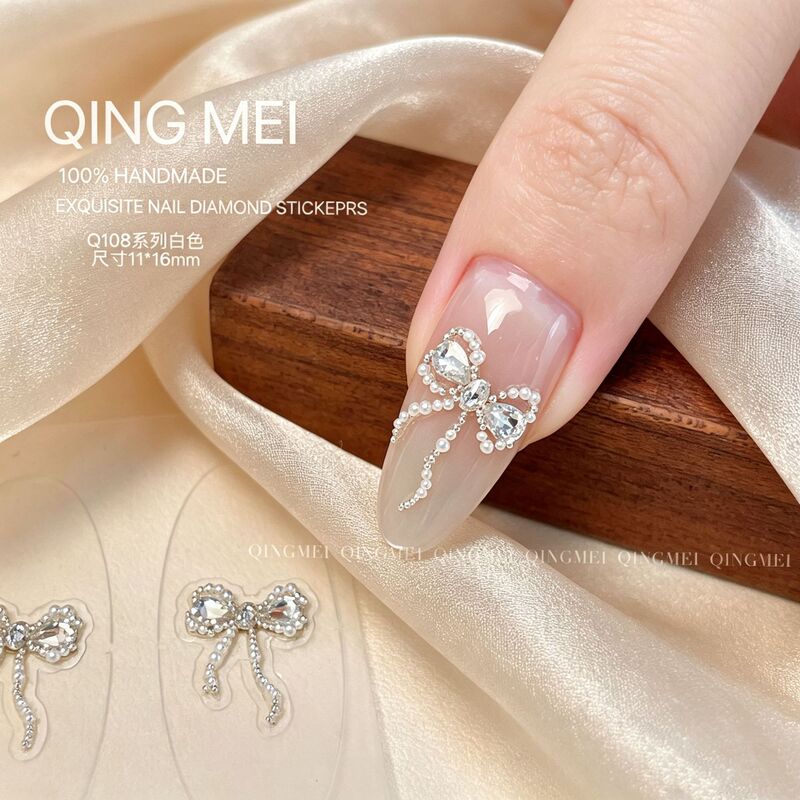 Ready-Made Luxury Handmade Nail Art with Rhinestone Stickers, Zircon Diamond 3D French Nail Decoration Stickers Q108 Ready-Made Luxury Handmade Nail Art with Rhinestone Stickers, Zircon Diamond 3D French Nail Decoration Stickers Q108