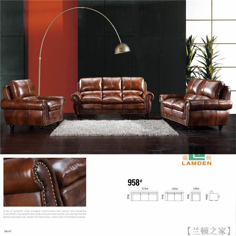 Langton đồ nội thất đơn giản sofa class Mỹ da sofa phòng khách trang trí đơn giản Châu Âu Châu Âu sang trọng nhỏ