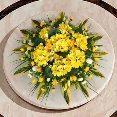 High-end hotel table simulation flower ornaments set flower table table large round table turntable table flower decoration dining room flower decoration