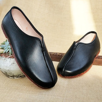 Spring breathable old Beijing cloth shoes mens handmade cowhide bottom casual walking Chinese style retro dad Chinese style large size