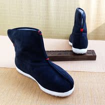 New old Beijing cloth shoes womens short short boots handmade blue Hanfu Chinese style retro National style