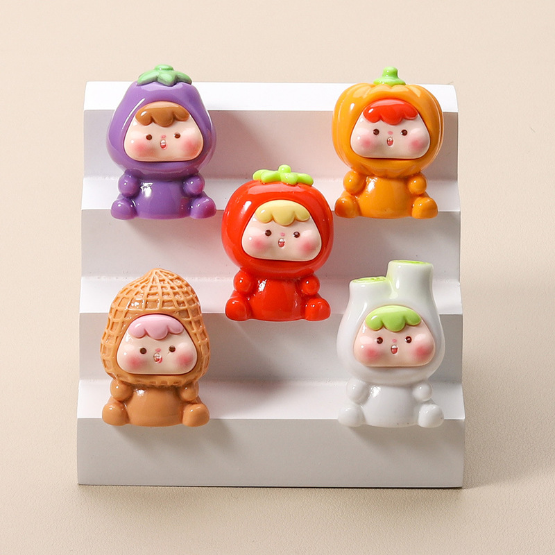 Price for a Set of 5 ~ Fifth-Generation Vegetable Seedlings Creative Cute Resin DIY Accessories Keychain