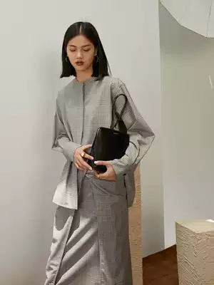 MRS Studios Imported Chic worsted Wool Check Shirt Set Double Skirt 4-piece Limited Edition