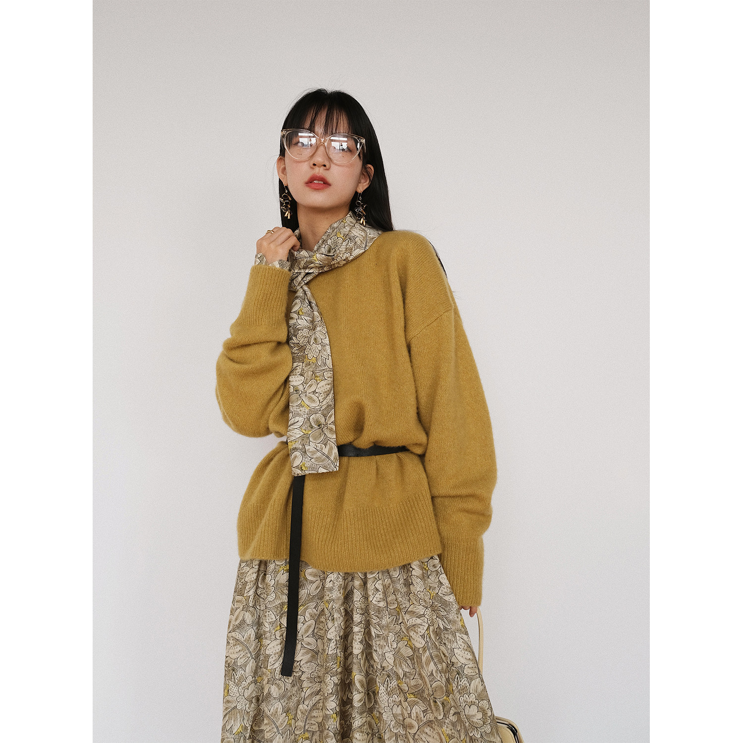 MRS Studios High - end Consynis Cashmere Soft - fine Lazy Lazy Round - neck sweater