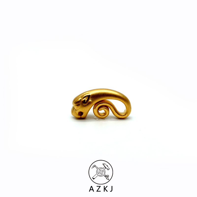 Play with non-gate 24K gold 999 foot golden beast first leopard side hanging back cloud pendant text to play Buddha pearl accessories