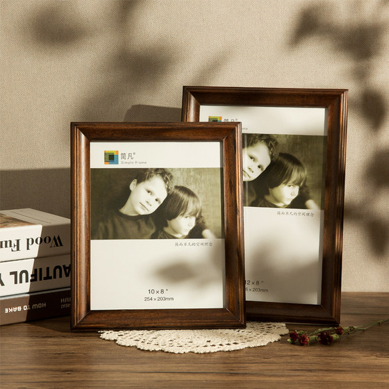 Solid wood photo frame table wall hanging 6/7/8/10/12/16 inch wedding certificate photo frame retro photo frame