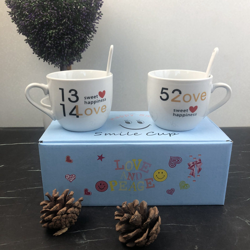 Cartoon Ceramic Cup Creative Water Cup Lovers give cup customization to the cup small gift event