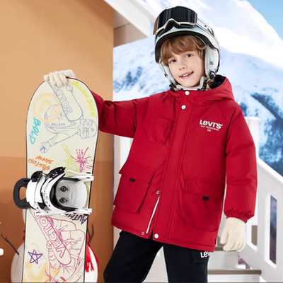 【新年马年】李维斯儿童羽绒服红色男童冬季外套拜年服过年衣服女