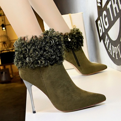 8663-6 New han edition winter fashion female boots fine with high heels and sexy nightclub show thin pointed maomao shor
