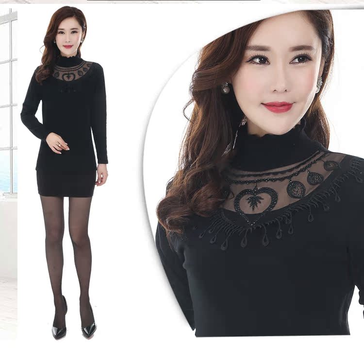 Mùa thu đông 2018 quý cô mới cộng với áo nhung dày cổ cao áo ấm ấm size lớn mặc đồ lót nhiệt áo giữ nhiệt cho bé