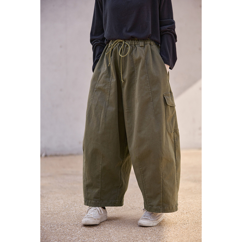 Yijiu Original [Miscellaneous Thoughts] Three Seasons Edition Green High-Density Twill Cotton Casual Classic Carrot Pants 10170-5