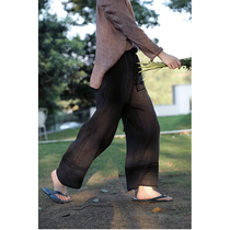 One old original 2021 summer 35 English branch linen black lace lace light loose loose casual wide leg pants 4538-1