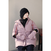 One old original winter Changrong purple high density linen cotton hooded medium with gloves warm down jacket 5208