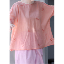 One old original 2021 summer model Haitian Xia color mulberry silk cotton clear ultra-light full embroidered flower shirt 5306