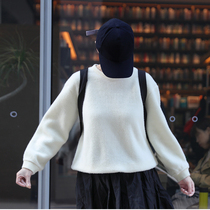 An old original winter style toast white Australian wool ultra soft grip hair round collar loose and warm cover headshirt 2483