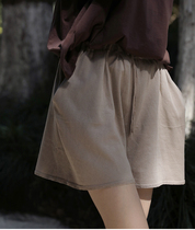 One old original summer original hemp color Japanese imported cotton yarn original elastic waist drawstring casual bottoming shorts 6066