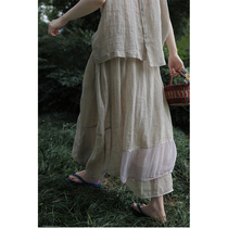 One old original 2021 summer model light and thin rain Dew texture irregular stitching loose skirt 2668