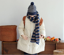 One old original winter wide thin blue stripe soft stretch smooth stretch stretch warm scarf shawl 1890