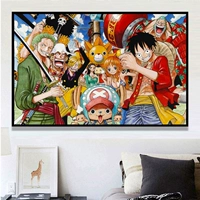 Семейный плакат с одним кусочком алмаз кросс -вышитый 2022 г. Новый проводка мультфильм мультфильм аниме бриллиант живопись Luffy Stick Diamond Diamond
