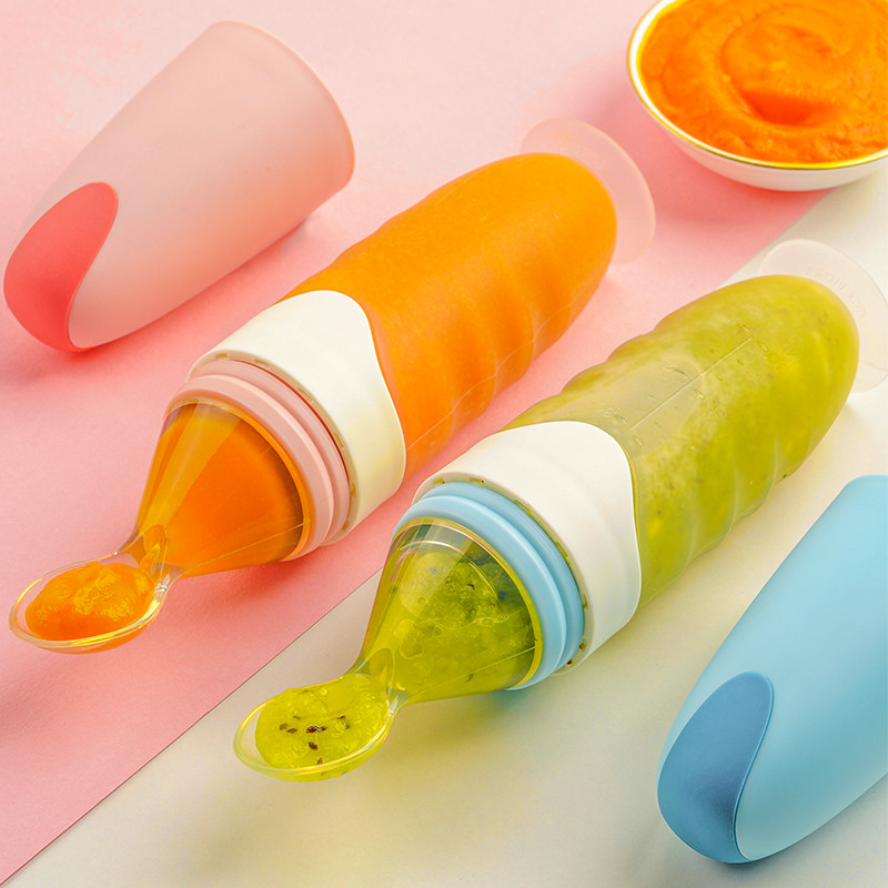 Baby rice paste spoon Extrusion baby children's spoon Silicone rice flour feeding Feeding newborn soft spoon Auxiliary food artifact