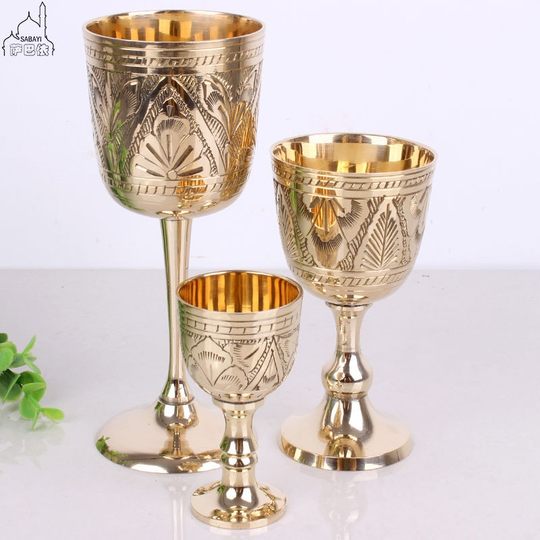 Pakistani antique style solid copper wine glass