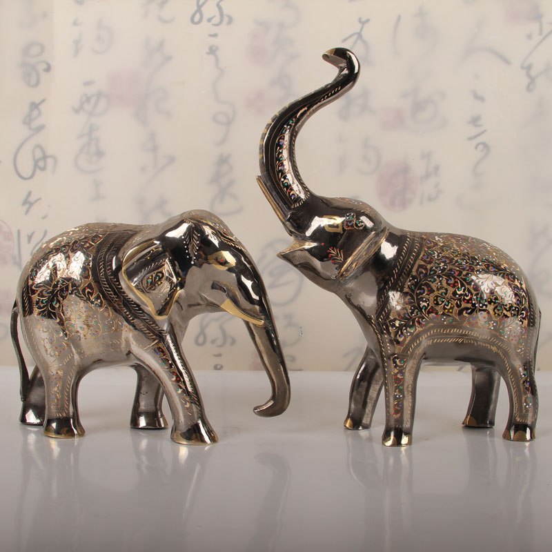 Pakistan Bronze Ware Elephant's Feng Guan Home Boilerplate Couple Objects Handicraft Swing