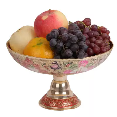 India imported fruit plate large copper handmade home decorations living room creative European luxury high foot fruit plate