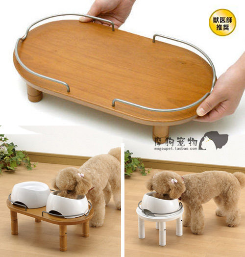 Japan Richel wooden pet dining table Cat bowl Dog bowl height-increasing solid wood dining table Eating bowl rack Food basin table