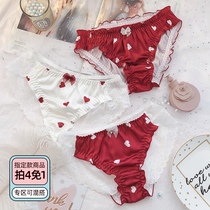 Japanese ladies underwear sweet girl love shorts lace breathable satin ladies breifs buttocks bread pants