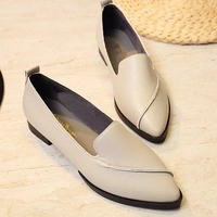 Mùa xuân phiên bản Hàn Quốc của giày đế thấp mũi nhọn đế bằng phẳng nông đôi giày trắng đơn giản đi lại giày nữ giày oxford nữ