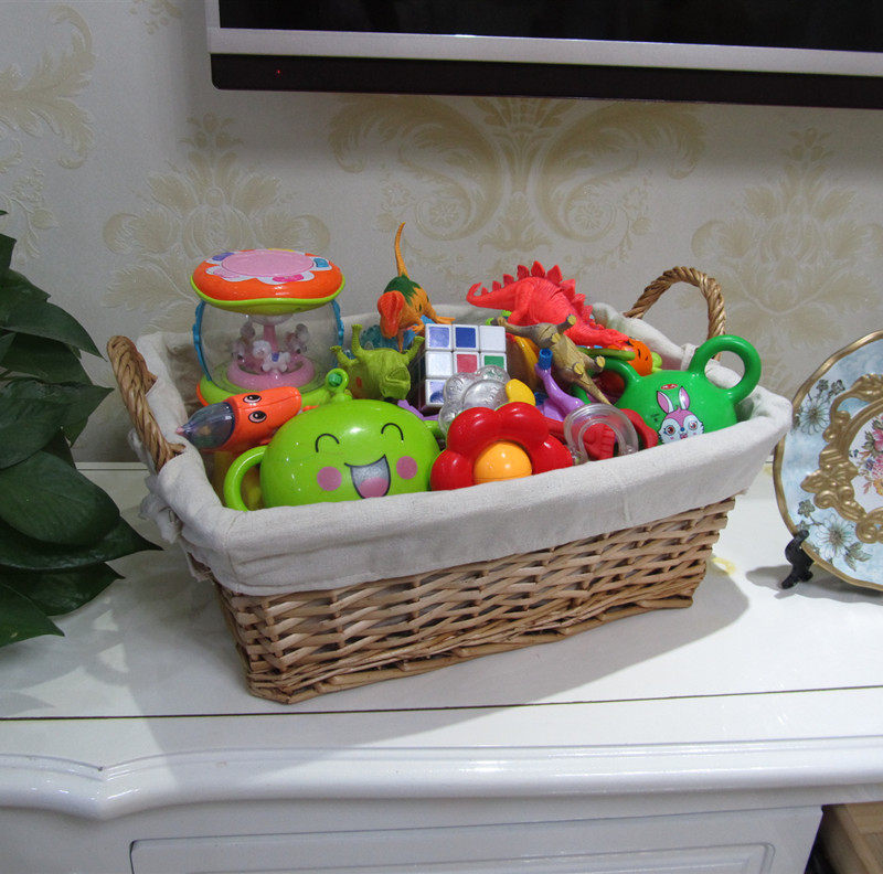 Willow New Primary Color Basket Small Basket Storage Basket Dirty Clothes Basket Rattan Home Bamboo Miscellaneous Basket Box Toys