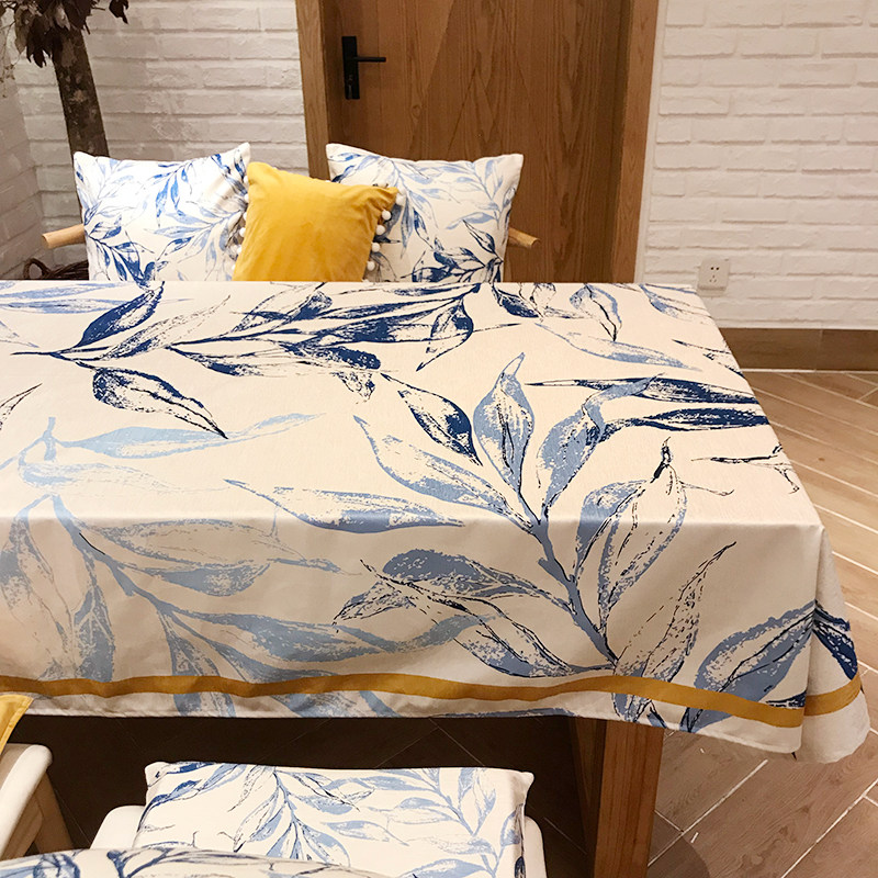 Cotton Thief New Waterproof and Antifouling Table Coffee Table Cloth Blue Cushion with Core Pillow Back Bag Chair Cushion Set