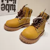 Martens, высокие детские классические короткие сапоги подходит для мужчин и женщин в английском стиле, из натуральной кожи