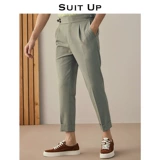 Серый Неаполь Саймон Плансы Париж после микро -точного бизнес -бизнес -стройного мужского досуга брюки лето лето