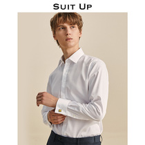 SUITUP summer new cotton French shirt men long sleeve high end business dress groom wedding white shirt