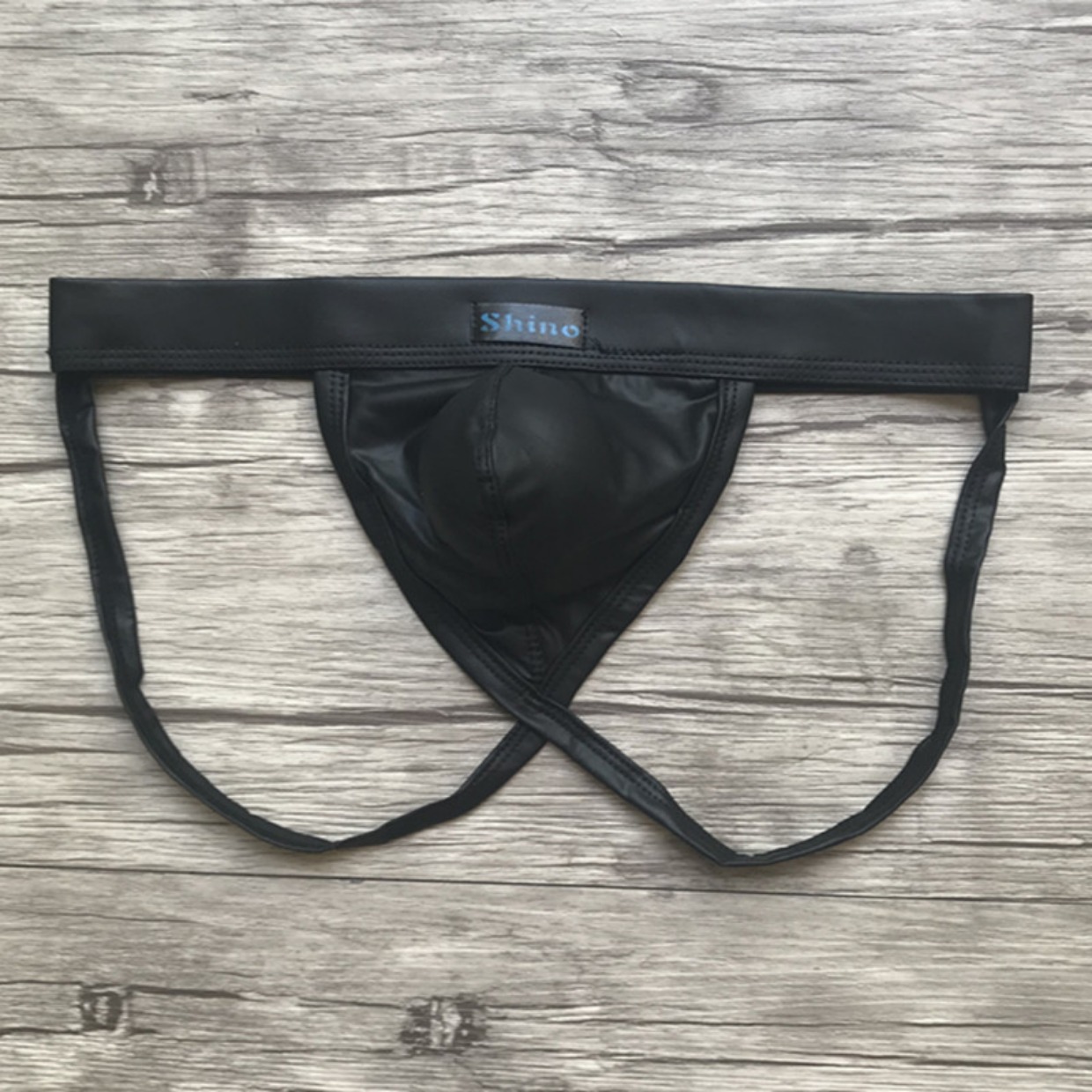 2 cái Quần nam Thongs Faux Leather Hông Quần lót đôi Eo thấp Quần lót gợi cảm Quần nam Thongs T quần lót su