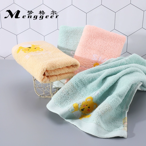 Хлопковое мультяшное милое детское мягкое полотенце для умывания для домашнего использования, с медвежатами, хорошо впитывает воду