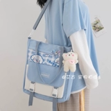 Шоппер, мультяшная сумка через плечо, барсетка, вместительная и большая льняная сумка