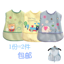 New mens and womens baby double lace waterproof bib large rice pocket baby saliva pocket bib children 2 3