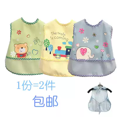 New male and female baby double lace-up waterproof bib large eating bib baby saliva bib children 2 3