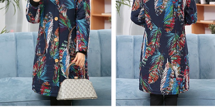 Áo khoác mùa đông cho phụ nữ trung niên và bà già nhung dày tải áo dài bằng vải cotton ấm áp áo gió quốc gia áo kiểu người lớn tuổi