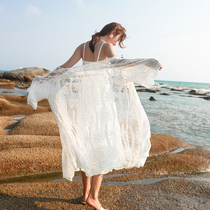 Sunscreen women long super fairy 2021 new summer beach coat thin white shawl with skirt