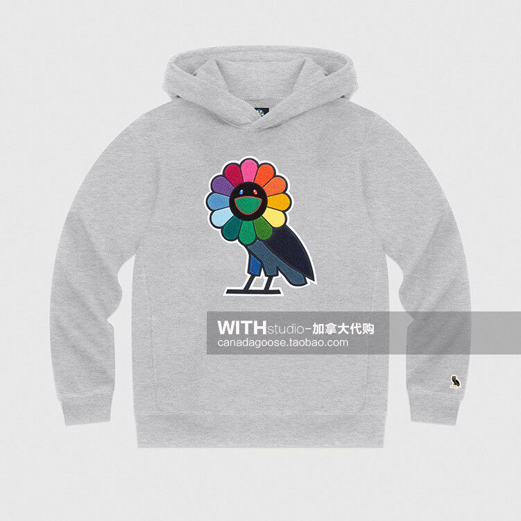 18AW Limited OVO X Murakami Village Shanglung Cooperation Feature HoodIE Gray Hat Shirts