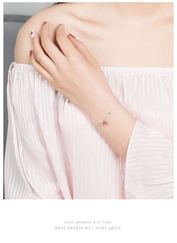 Đậu kẹo vòng đeo tay nữ sterling silver sinh viên Hàn Quốc phiên bản của vòng đeo tay đơn giản tươi tính khí đồ trang sức dâu tây pha lê trang sức đồ trang sức