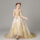 Princess skirt girl fluffy yarn flower girl wedding dress little girl catwalk children's evening dress host piano performance costume