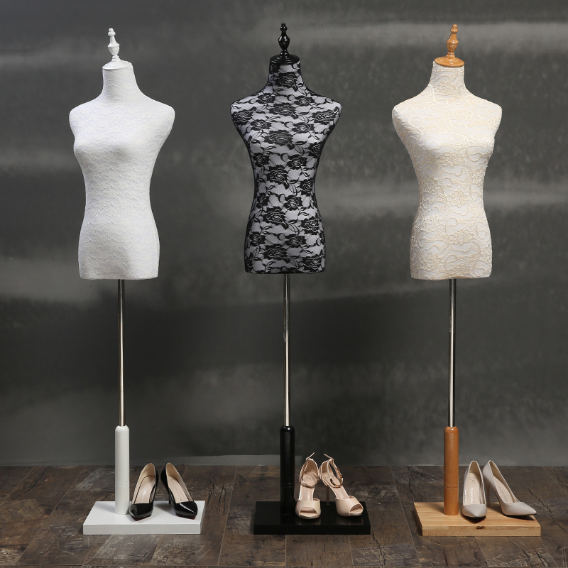 Clothing store model props Korean retro lace cloth half-body female model rack window table wedding dress display rack