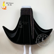2021 modern dance skirt golden velvet Spring and Autumn new dance dress gorgeous shiny full diamond belt hanging big swing skirt