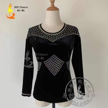2021B H dance clothes modern dance dress golden velvet Spring and Autumn new dance gorgeous flash Diamond top tailor-made