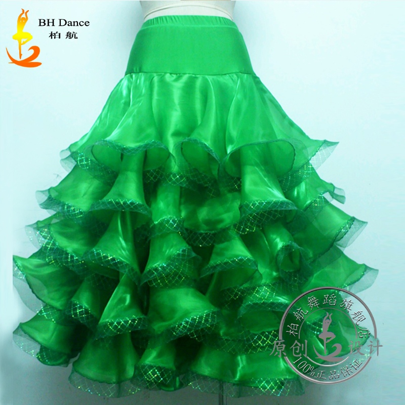 B H new modern dance clothes slim half body long square dance ballroom dance waltz practice skirt D39